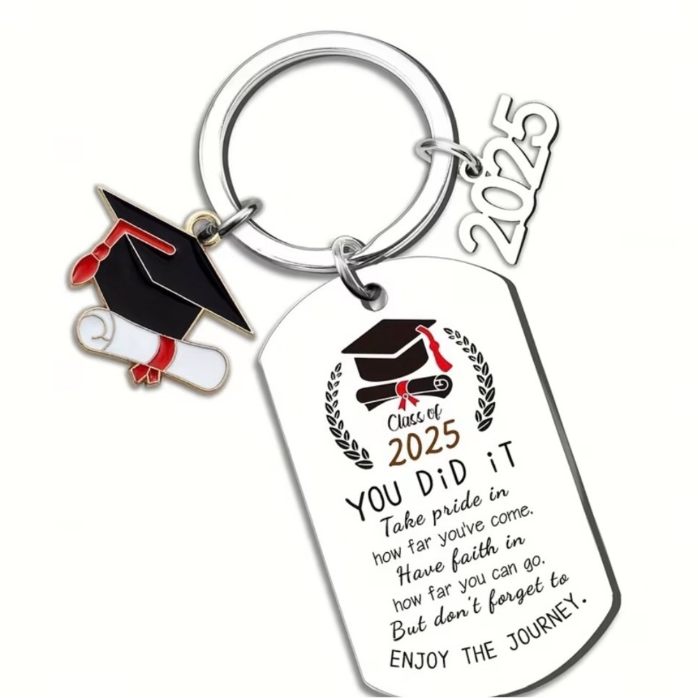 Graduation Keychain with Cap and Scroll Charm